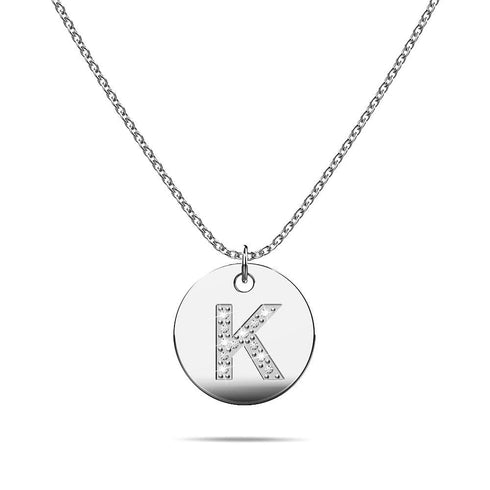 Initials Fabulous Alphabet Letter Necklace White Gold Layered Steel Jewellery
